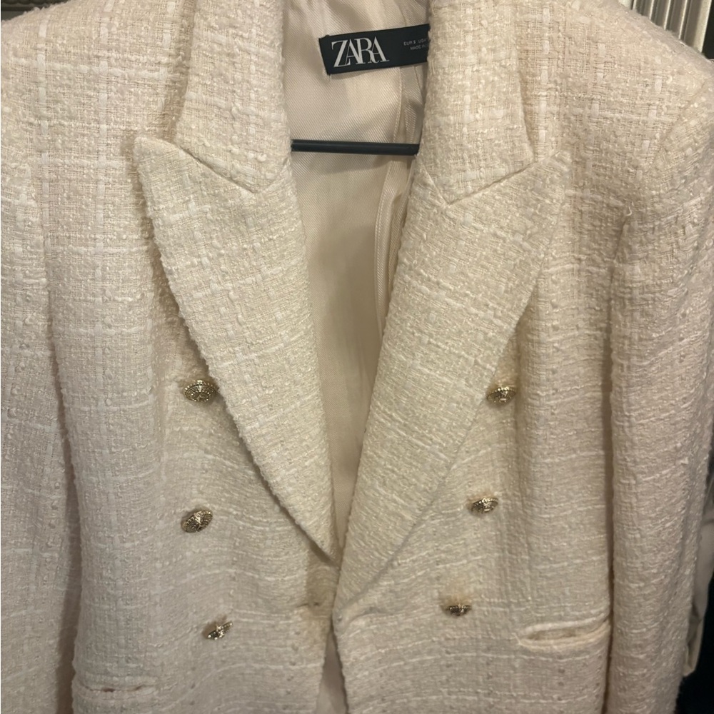 Zara Cream Tweed Blazer